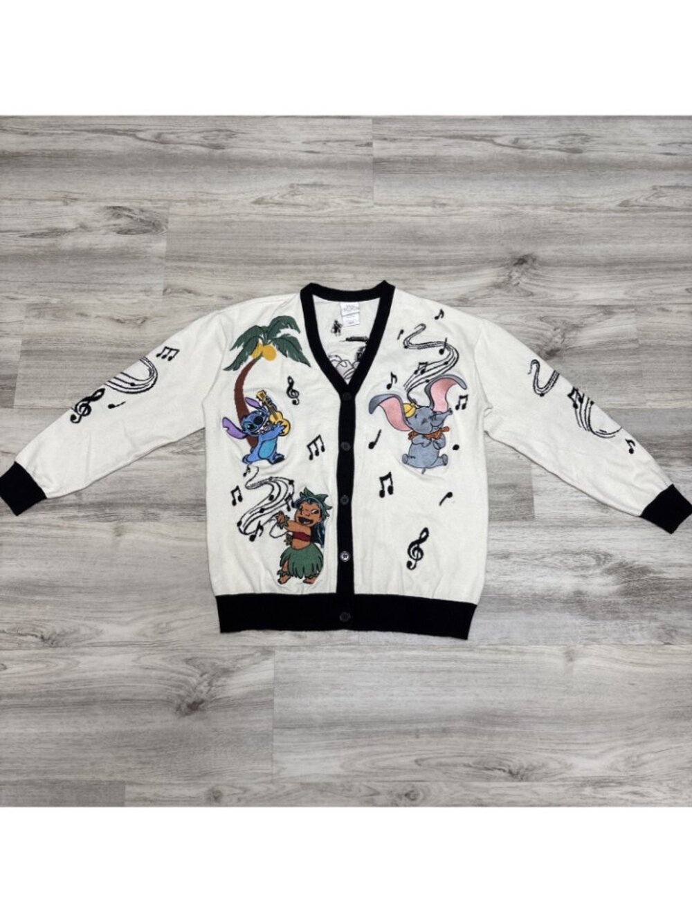 Disney Lilo Stitch Sweater Womens M Its a Small World Varsity Cardigan BoxLunch - Picture 5 of 10